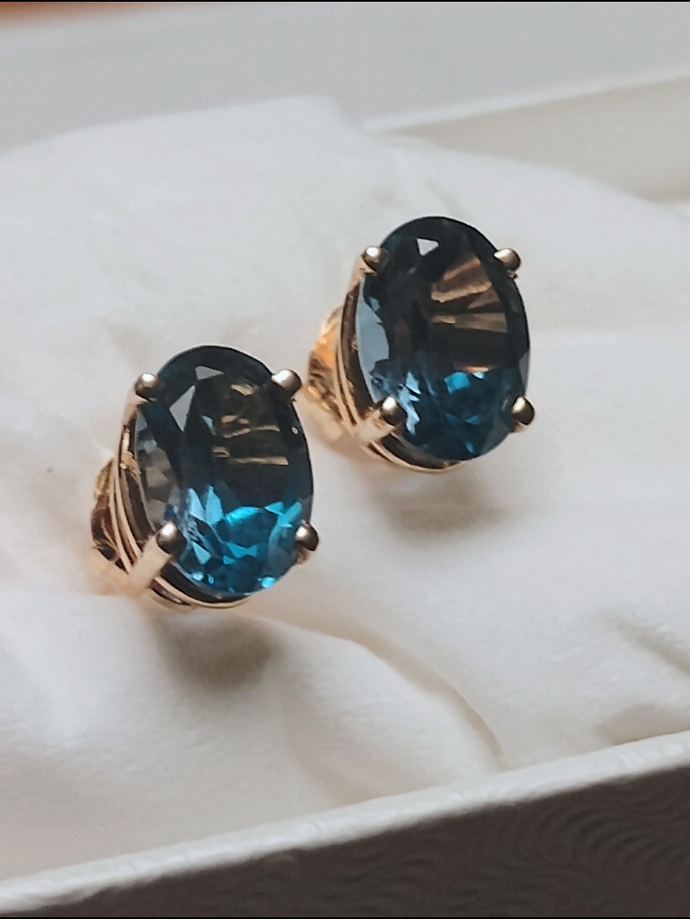 London Blue Topaz in 14k Yellow Gold Studs (with Valuation and Comps)